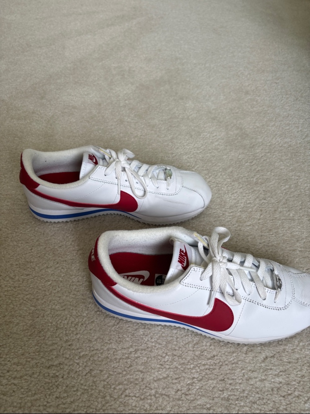 Nike Cortez 72 Leather Sneakers with Red Swoosh - size 10 - Picture 2 of 7